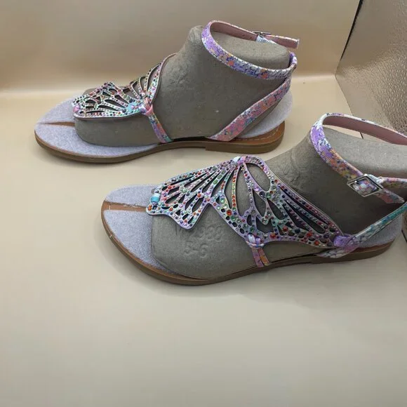 COPPER KEY FLUTTER RAINBOW SANDALS 6.5 - Picture 6 of 12
